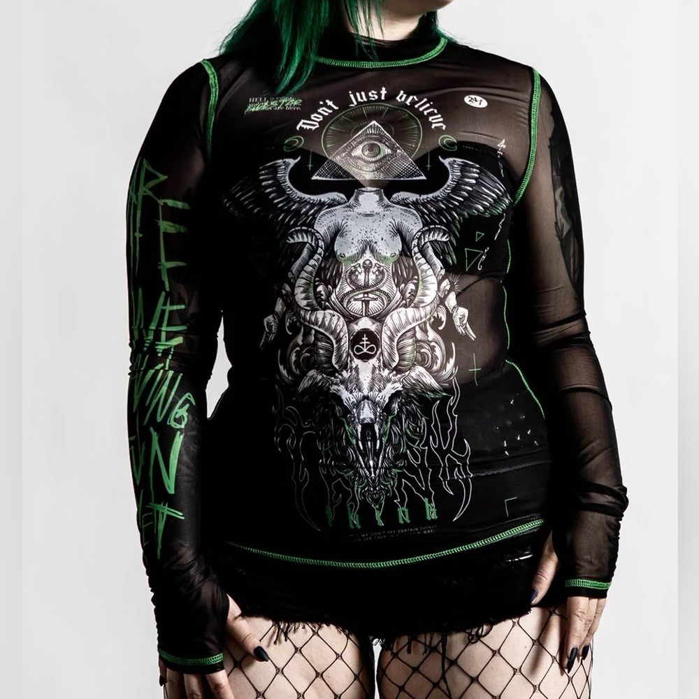 Illuminated Mesh Top - XXL / Black / 92% Polyester 8% Elastane